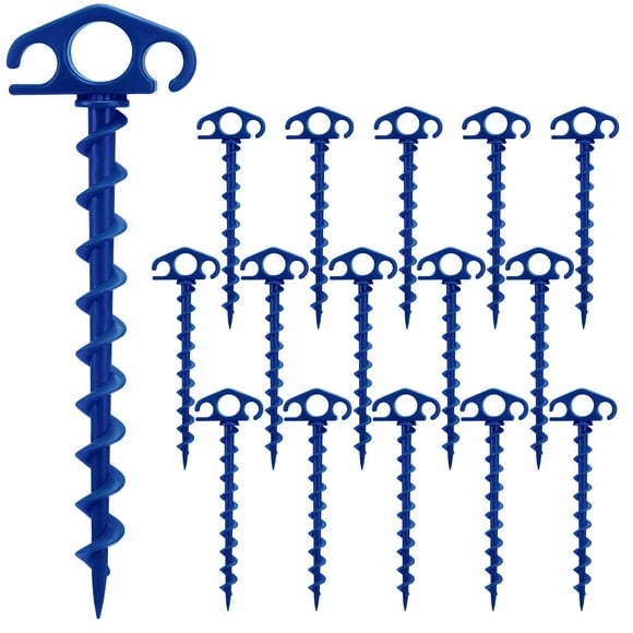 Tent Stakes COBARYEN, paquete de 16 anclajes de tierra en espiral de 24 cm