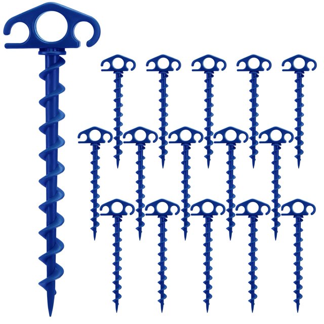 Tent Stakes COBARYEN, paquete de 16 anclajes de tierra en espiral de 24 cm