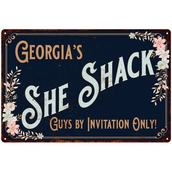 Georgia's SHE SHACK Sign Metal Wall Decor 8 x 12 High Gloss Metal 208120060234