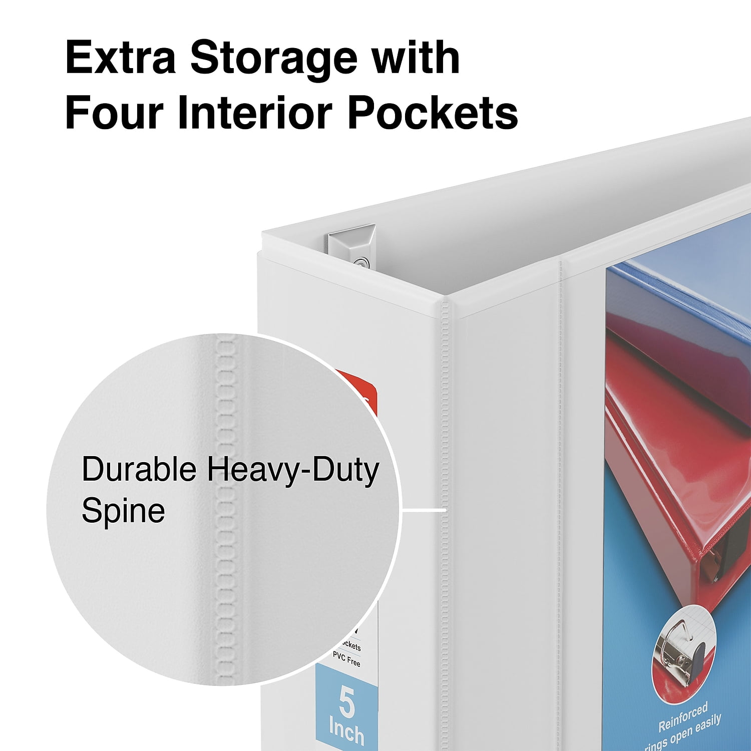 Staples Heavy Duty 5" 3-Ring View Binder White (24700) 82660