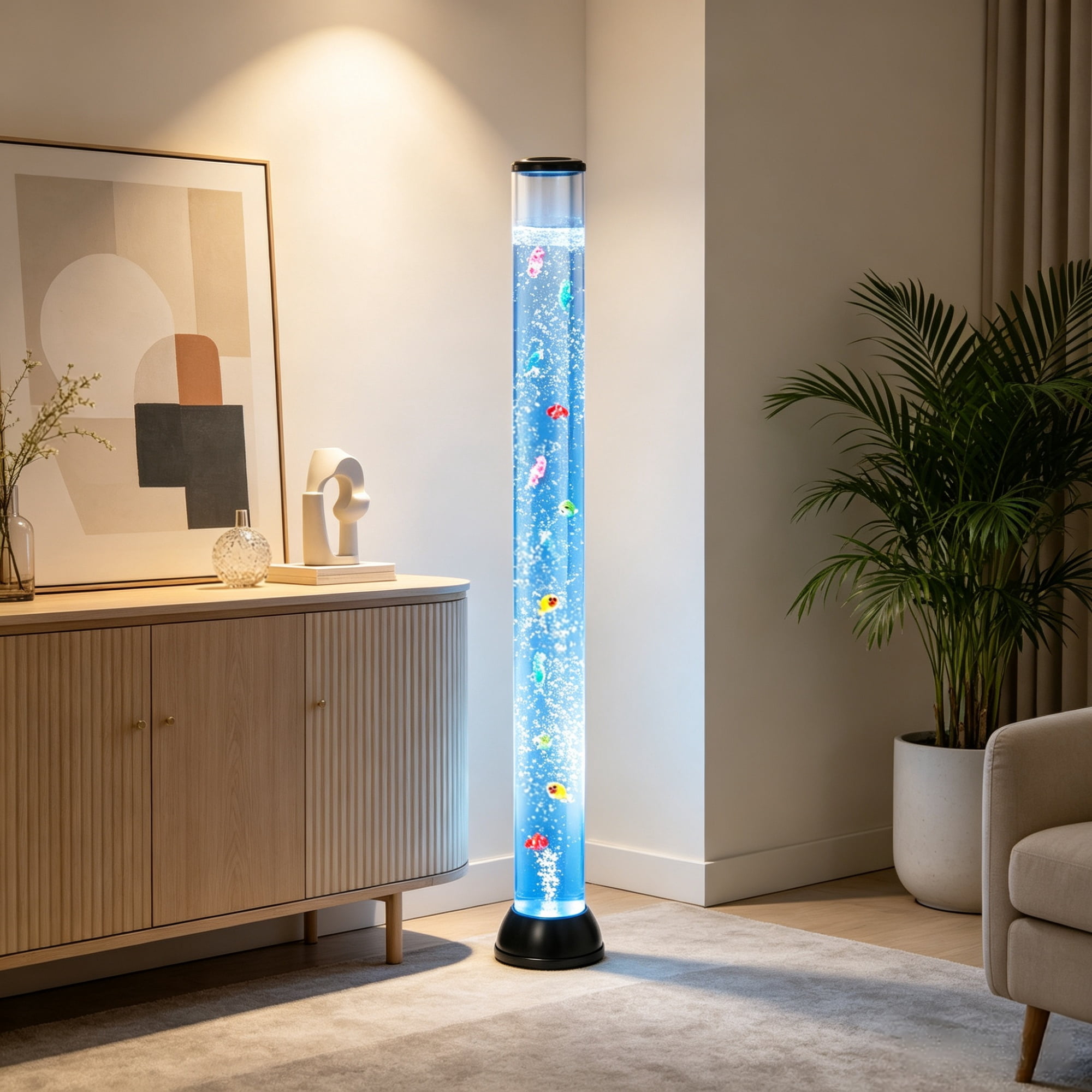 4ft Sensory Bubble Fish Tube Lamp, Aquarium Night Light with 16 Colors & Remote for Bedroom & Living Room