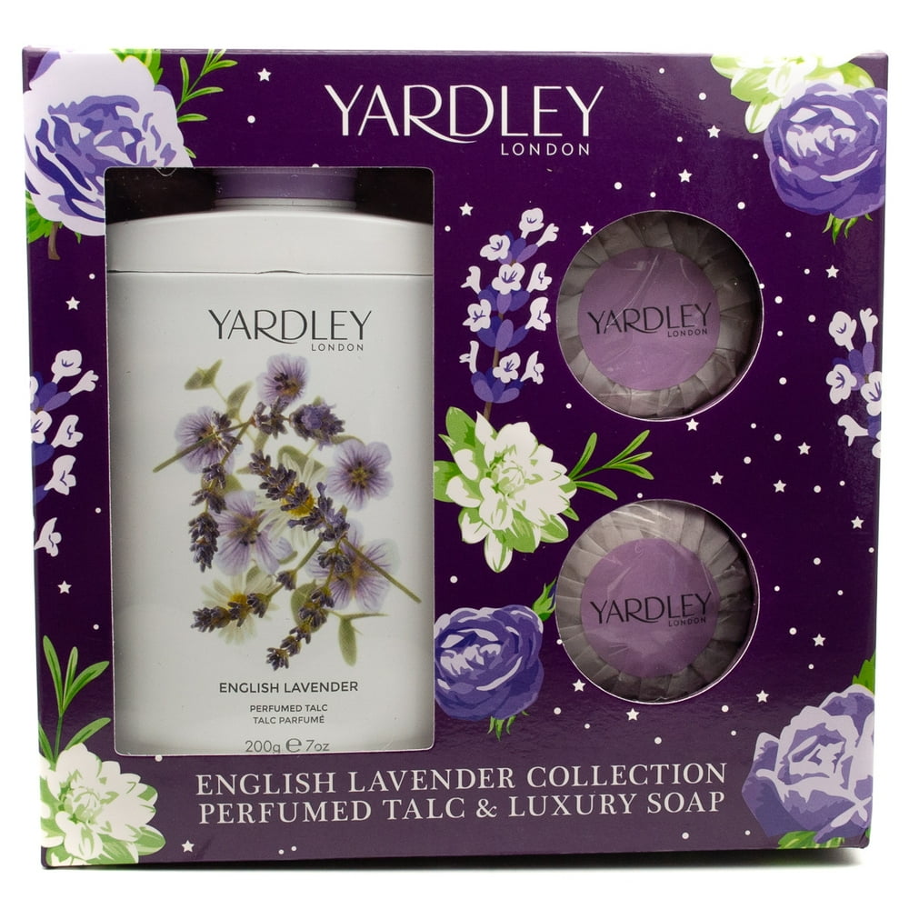 Yardley ENGLISH LAVENDER COLLECTION Perfumed Talc 7oz, Luxury Soap 3.5