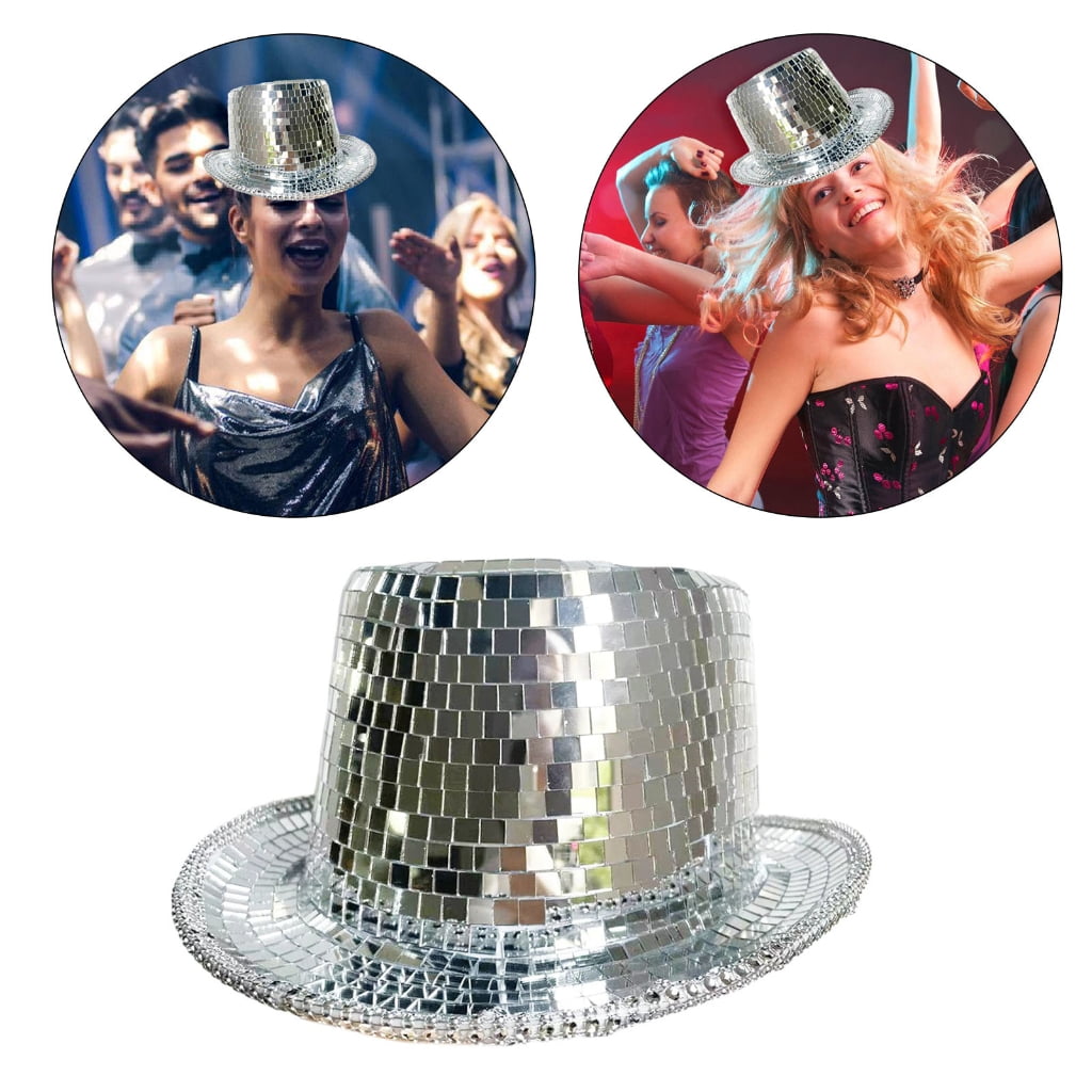 WINDLAND Sparkly Mirrored Panama Hat Reflective Top Hat for Bachelorette Party