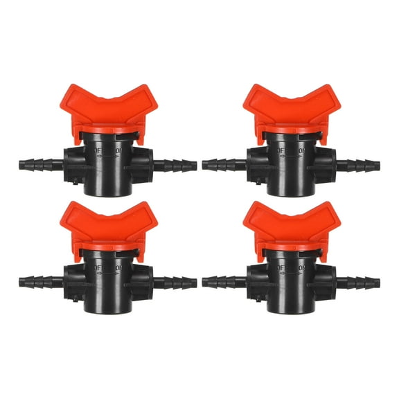 Uxcell 4-Pack Barbed Ball Valve, for 1/4 Inch Drip Tubing Plastic In-Line Ball Valve Shut-Off Switch