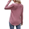 thumbnail image 2 of Hanerdun Women Casual Blouses Female Long Sleeve Pullover Tops Pink L, 2 of 5