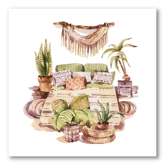 Designart ' Indoor House Plants Urban Jungle in Flowerpots IV ' Traditional Canvas Wall Art Print