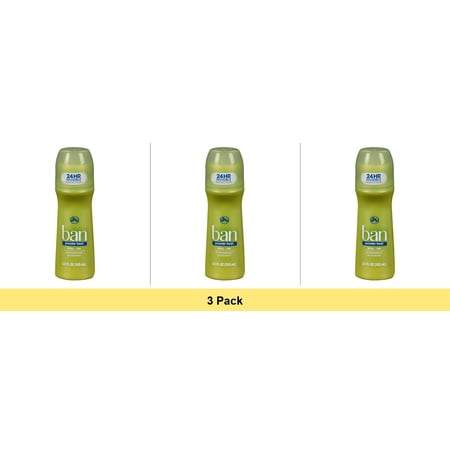 Ban Antiperspirant Deodorant Invisible Roll-On, Powder Fresh, 3.5 oz - 3 Pack