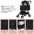 thumbnail image 3 of CL.HPAHKL 3 in 1 Dog Stroller For Medium Small Dogs Cats, 4 Wheels Folding Cat Stroller Pet Stroller with Removable Carrier, Portable Dog Cat Cage Jogger Stroller with Storage Lightweight for Travel, 3 of 7