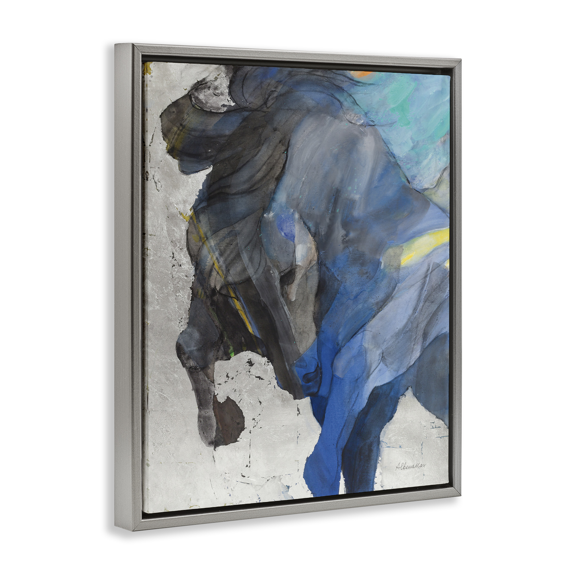 Stupell Industries Majestic Valor Stallion Animals & Insects Painting Gray Floater Framed Canvas Art Print Wall Art, 17 x 21