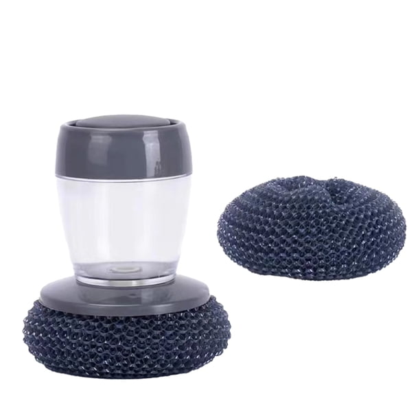 Cepillo limpiador multifuncional para cocina con dispensador de jabón Cepillo dispensador de jabón Almohadilla reemplazable para fregar platos, ollas, sartenes y parrillas