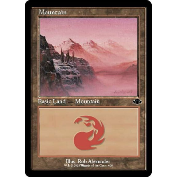 MtG Dominaria Remastered Common Mountain (Old-Frame FOIL V1) #408