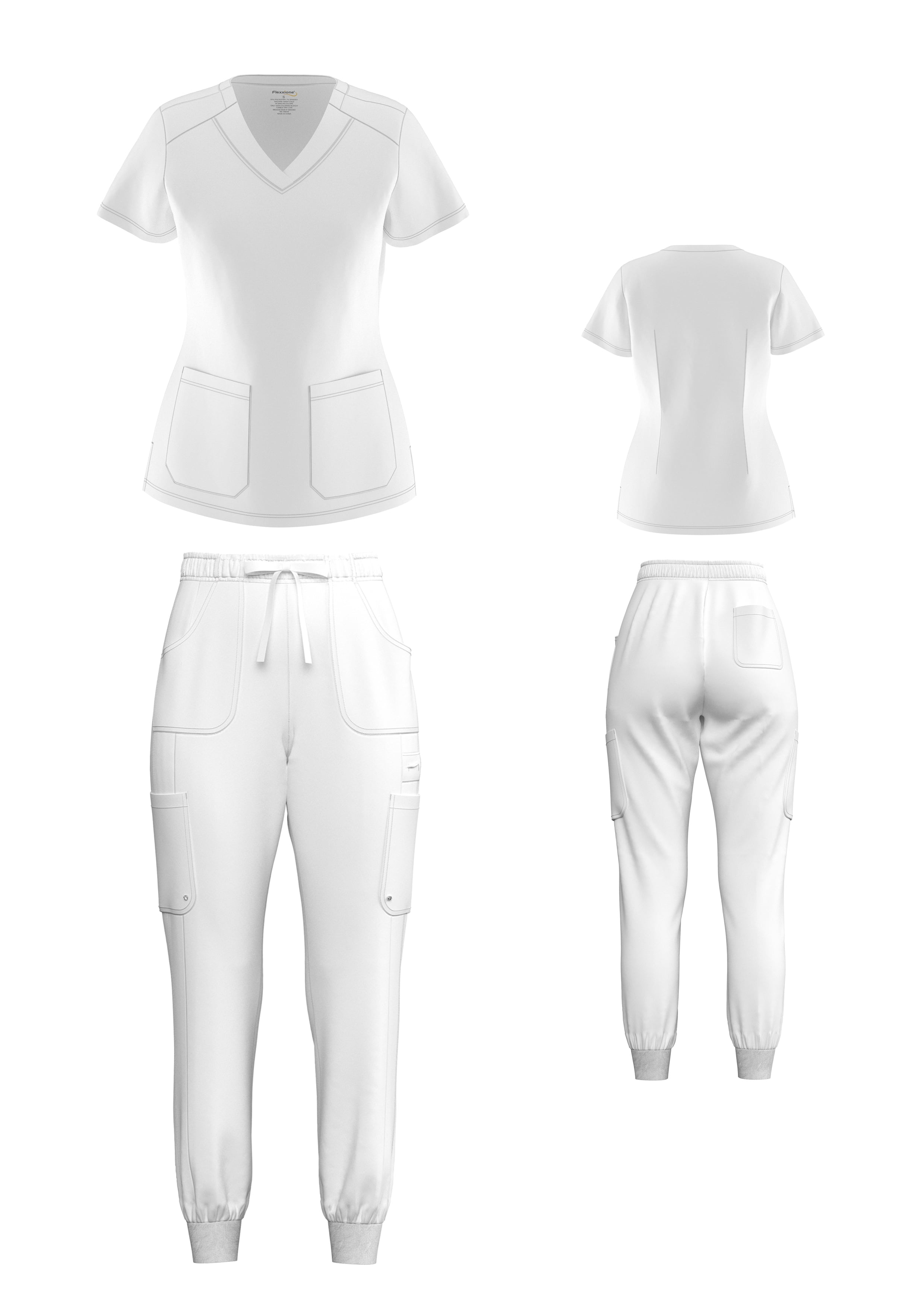 Women’s Medical Nursing Jogger Scrub Set Flexxione Top and Pants