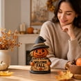 thumbnail image 5 of Fall Scarecrow Pumpkin Figurine Set 3 Piece, Resin Tabletop Decor with Welcome Fall and Happy Signs, Vintage Straw Maple Sunflower Statue for Mantel Shelf and Porch, Thanksgiving Halloween Gift, 5 of 6