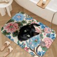 thumbnail image 6 of 1pc Black Cat on Floral Fabric Absorbent Non-Slip Bathroom Thickened Flannel Rug Decor,Soft,Quick Drying,Suitable For Indoor/outdoor Use,Bathrooms,Bedrooms,Kitchens,Terrace,Laundry Rooms,16"x24", 6 of 9