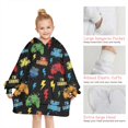 thumbnail image 6 of Multicolor Controllers Games Icons Black Pattern Blanket Hoodies for Kids 6-13YR Oversize Wearable Blanket Hoodies for Boys Girls Teens, 6 of 7