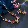 thumbnail image 4 of Fancy Multicolor Rose Gold Plated Flower Earrings Pendent Necklace Jewelry Set, 4 of 6