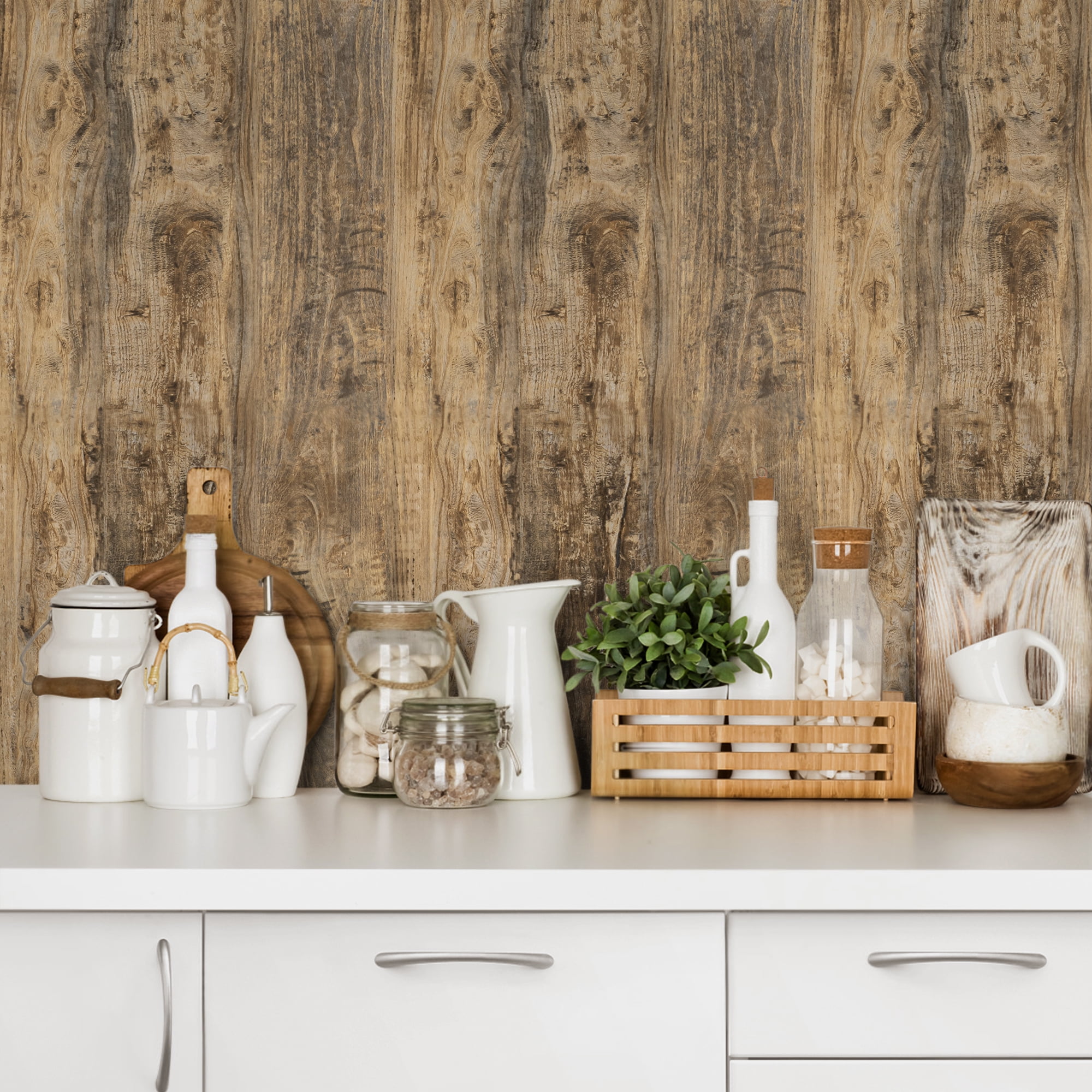 Abyssaly 15.7" x 394" Brown Wood Grain Contact Paper Peel and Stick Wallpaper Antique Wood Contact Paper for Cabinets, Self-Adhesive Detachable Wood-Facing Wallpaper for Countertop Drawer