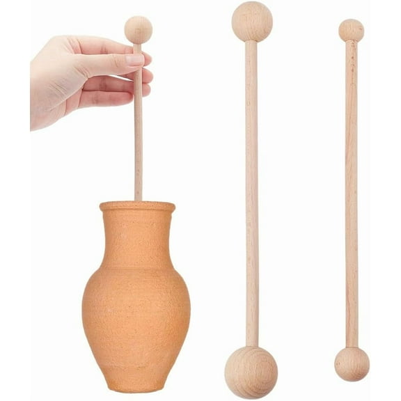 2 Pcs 2 Sizes Wood Pottery Tools Clay Sculpting Tools Ceramic Embossing Tool Double Ended Ball Modeling Tools for Clay Cutting Embossing Smoothing Shaping Molding
