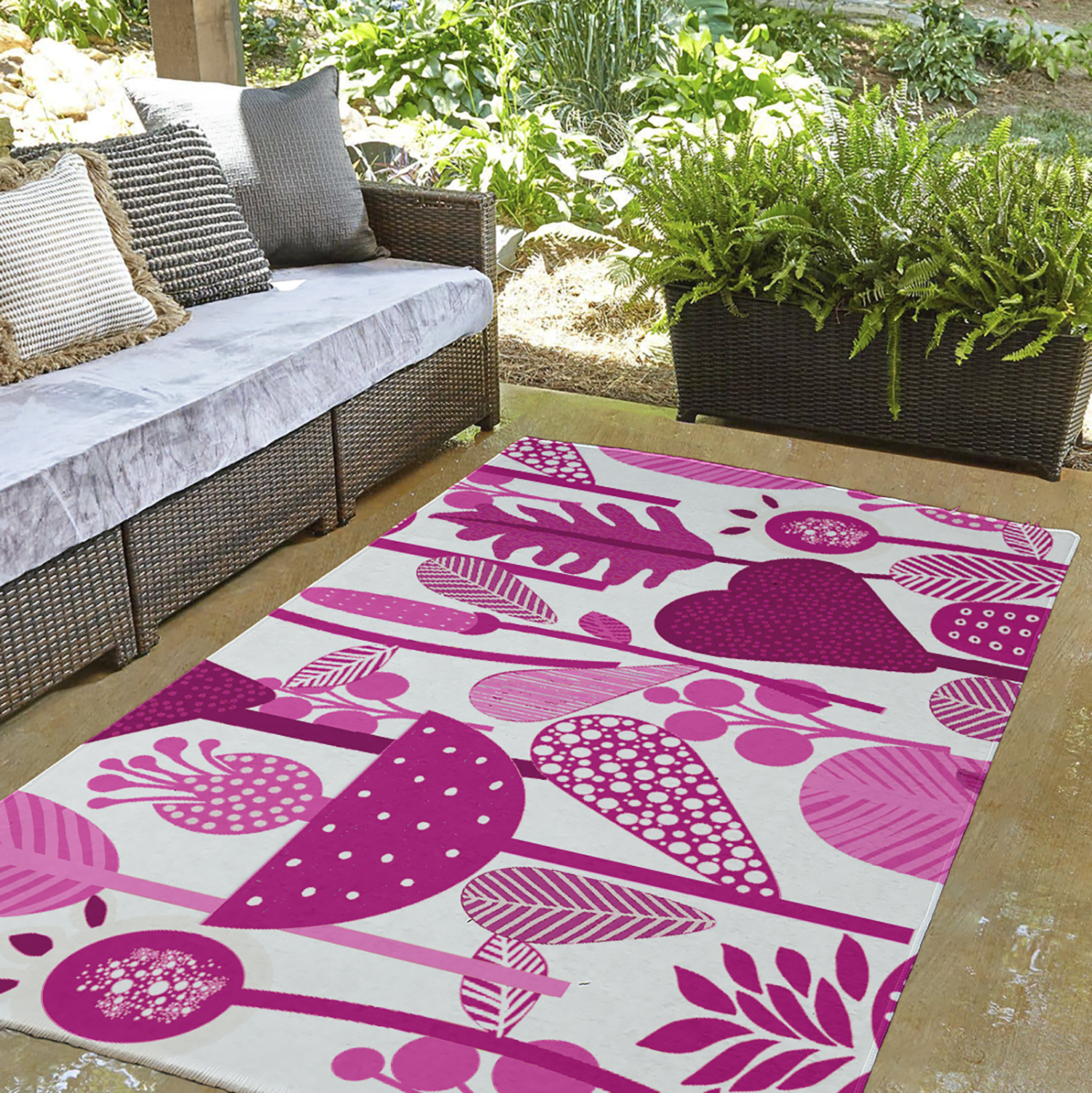 Simply Daisy 3' x 5' Orchid Flower Forest Spring Chenille Indoor/Outdoor Rug