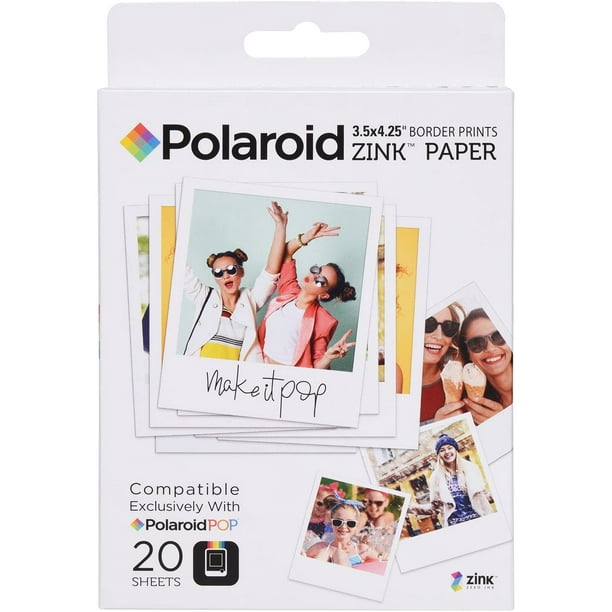 Polaroid Papier Photo d'Impression ZINK Premium de 3,5 x 4,25 Pouces (20 Feuilles) - Compatible avec l'Appareil Photo Instantané POP