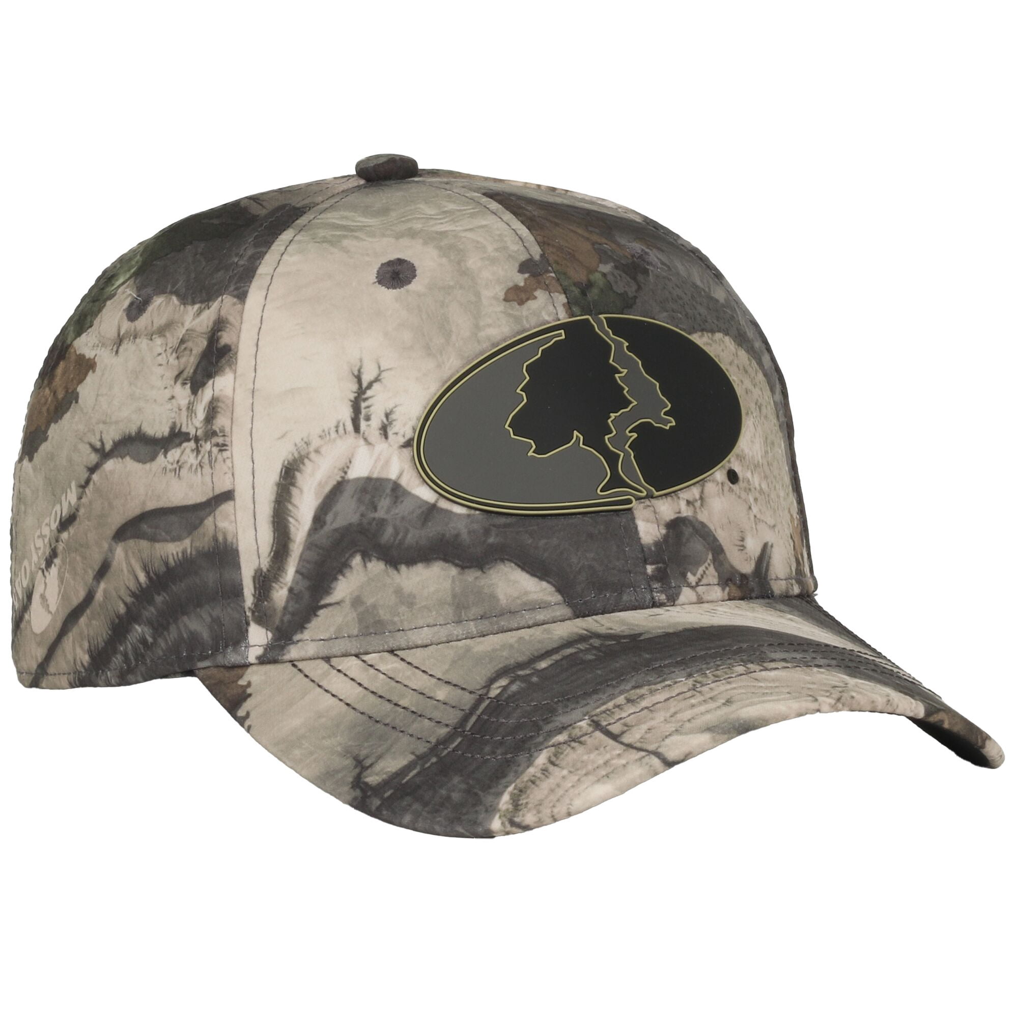 Men's Mossy Oak® Camo 6 panel Structured Hunting Hat, Pre-Curved Visor, ProFlex Fitted Closure, Size L/XL.