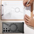 thumbnail image 6 of ELEHOLD Frosted Case For Samsung Galaxy S25 Ultra Z-Type Gear Design Alloy Frameless Shockproof Rugged Cover, Mag Safe Compatible, 360° Rotable Ring Kickstand -- Silver, 6 of 12
