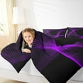 thumbnail image 4 of Manfei Geometric Stripes Lines Full Size Comforter Sets,Minimalism Geometric Ribbon Bedding Comforter Set,Neon Purple Black Bedding Sets For Boys Teens,Ultra Soft Room Decorative Reversible,3 Pieces, 4 of 8