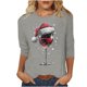 thumbnail image 5 of Camisetas de Manga Larga de las Mujeres Impresión de Navidad Cuello Redondo 3/4 Manga Suéter Superior, Moda Informal para Fiesta de Vacaciones Y Uso Diario, 5 of 7