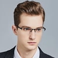 thumbnail image 4 of Anti-blue Light Eyeglass Non-prescription Flat Lens Thin Metal Frame GlassesBlack0Anti-blue Light, 4 of 5