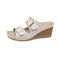 thumbnail image 2 of THDHVS Wedge Sandals for Women,Women's Sandals,Women's Fashion Casual Spring New Style Solid Color Belt Buckle Open Toe Wedge Heel Shoes Beige 6.5, 2 of 5