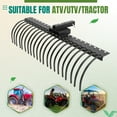 thumbnail image 4 of 60 Inch Heavy Duty 3 Point Rock Rake for Compact Tractors - Rotating Tow-Behind Garden Tool for Lawns, Ground Leveling & Maintenance - Fits 2 Inch Receiver, Category 1, Black, 4 of 6