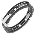 thumbnail image 2 of Stainless Steel Black Silver-Tone Mesh Handcuff Men's Bracelet, 2 of 4