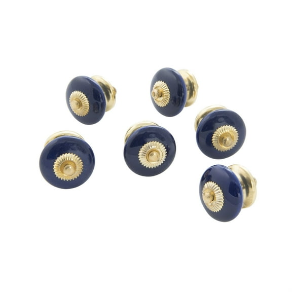 Ceramic Disk Knob Colbalt Blue Set of 6