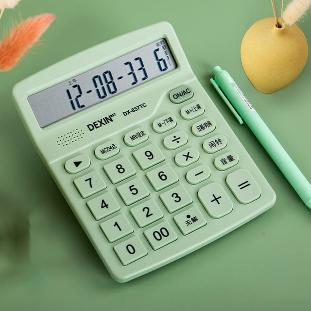XYAIYT 12-Digit Large Display Electronic Office Desktop Calculator with Musical Alarm Big Button Design for Business School and Home Versatile Use Battery Powered