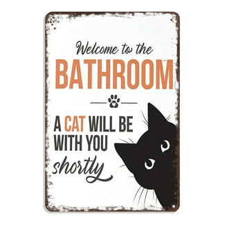 1pc Black Cat Metal Tin Signs Funny Cat Drink Coffee Pattern Wall