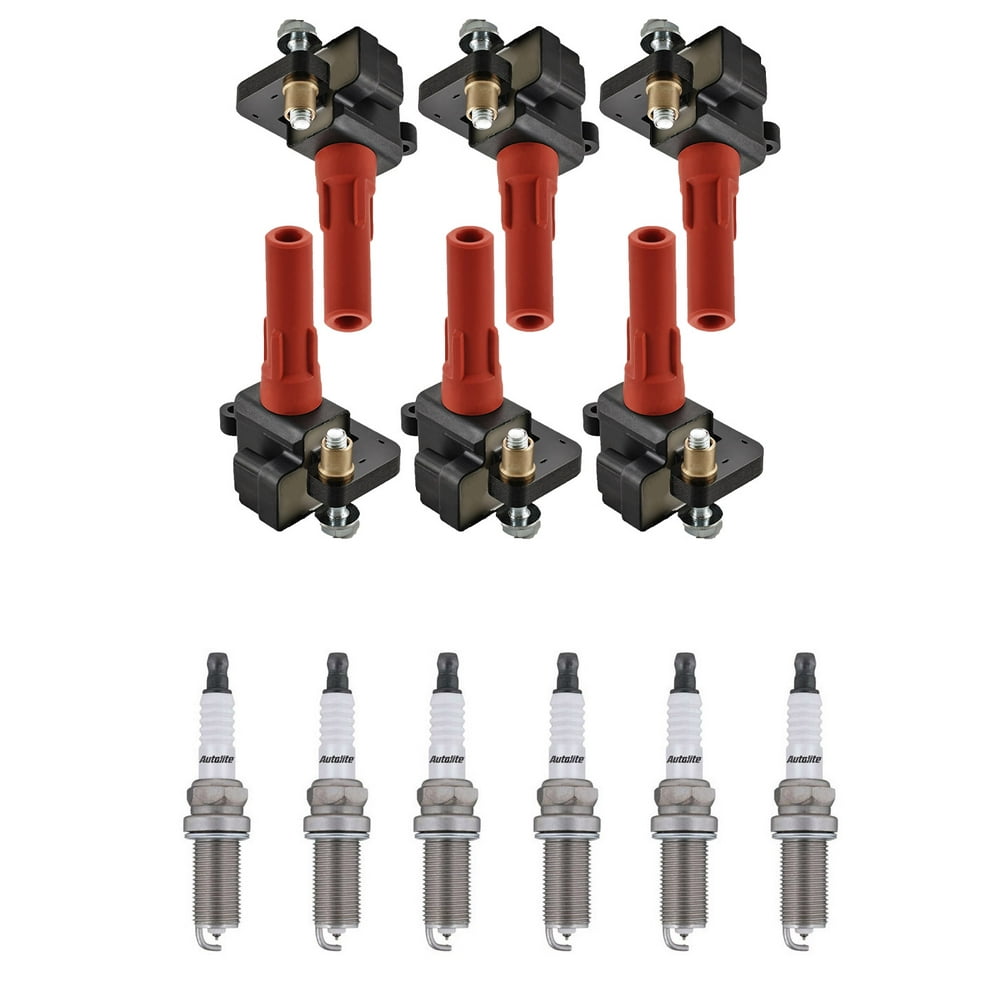 Set of 6 ISA Ignition Coils and 6 Autolite Spark Plugs Compatible with