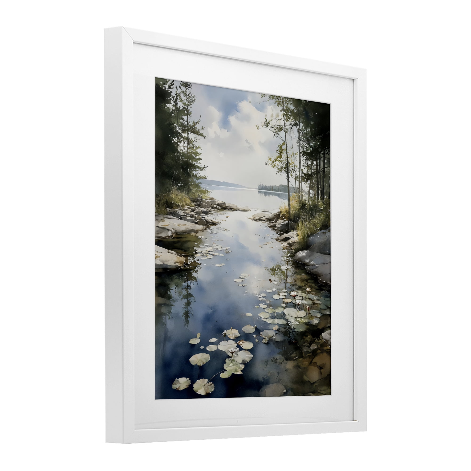 Stupell Industries Lilypad Inlet Reflection White Framed Print Under Glass, design by Franklyn Gregory