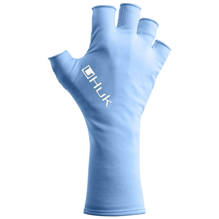 Huk Men's Pursuit Sun Gloves | Quick-Drying Fingerless Fishing Gloves With  UPF 30+ Sun Protection, Glacier, L/XL