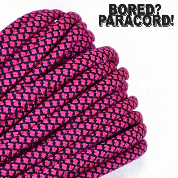 Bored Paracord Brand 550 lb Type III Paracord - Neon Pink Diamonds 100 Feet