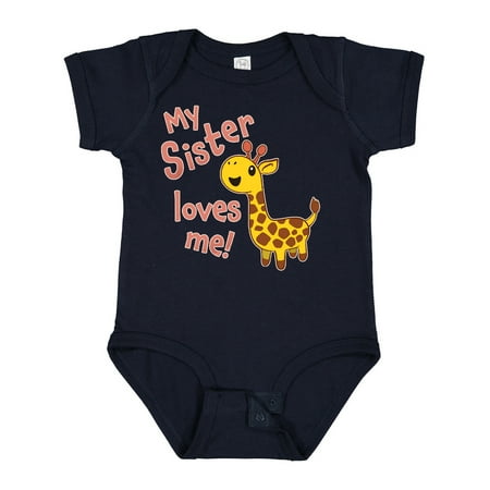 

Inktastic My Sister Loves Me- Cute Giraffe Gift Baby Boy or Baby Girl Bodysuit