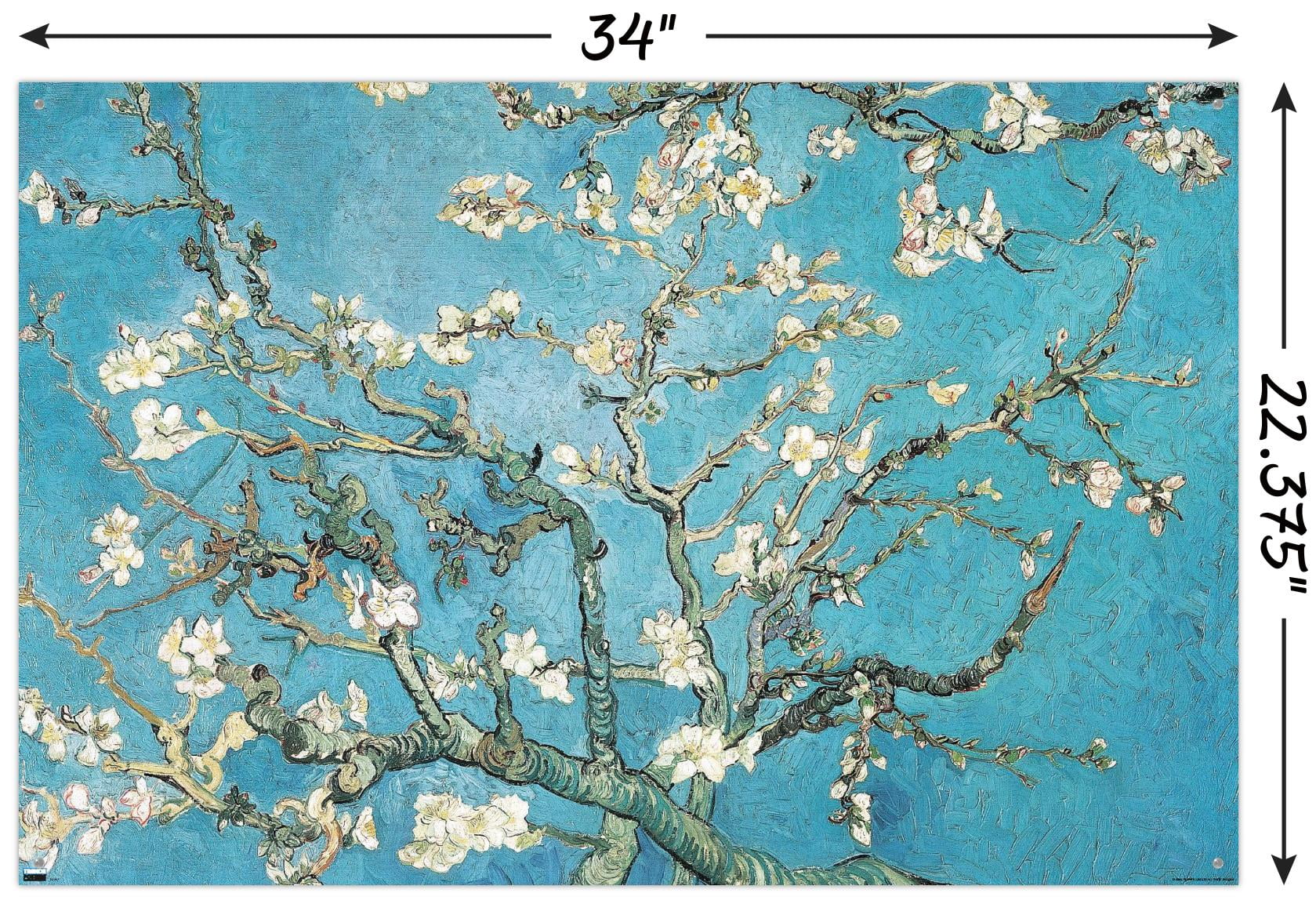 Almond Branches In Bloom by Vincent van Gogh Wall Poster with Push Pins, 22.375" x 34"