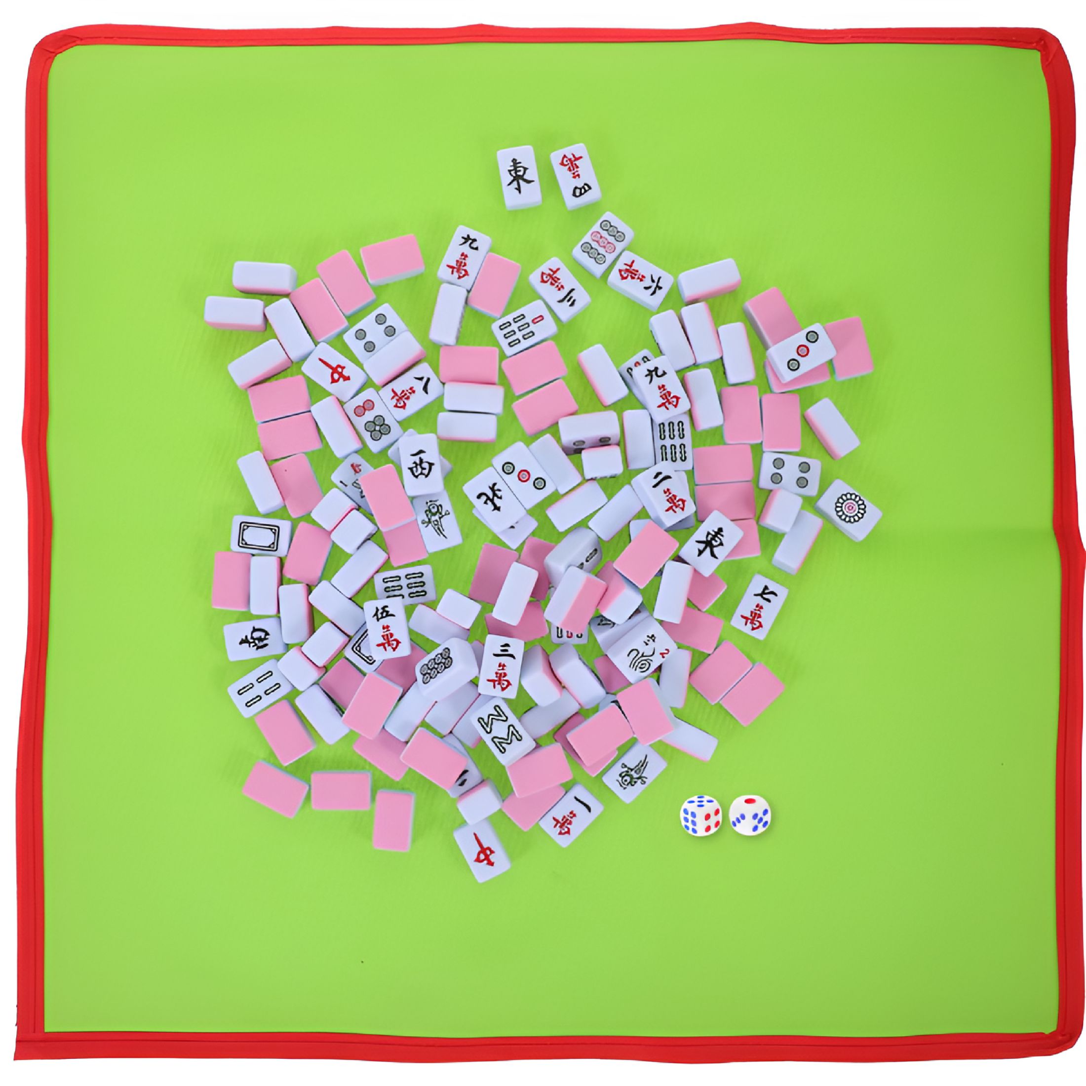 BESTSKY Mini Mahjong Set Pink PVC 1 Set Lightweight Family Gatherings Gamers