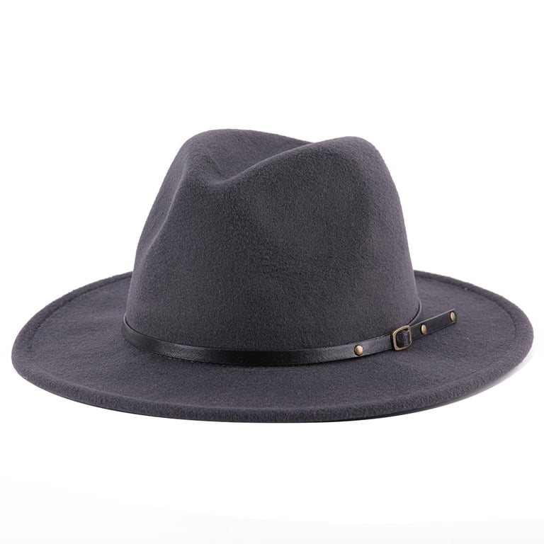 Fedora Hats for Women Belt Buckle Band Felt Soft Wide Brim  display picture 3