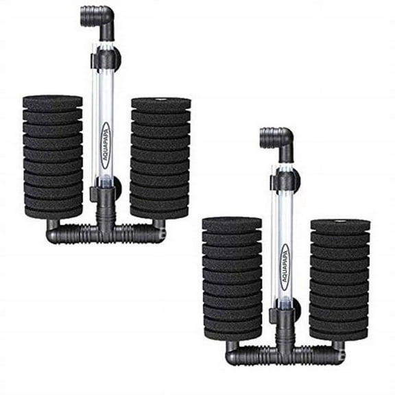 aquapapa pack of 2 bio sponge filter for betta fry aquarium fish tank up to 55 gallon, double sponges