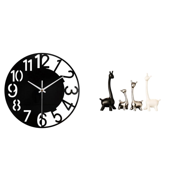 Reloj de pared acrílico silencioso, fácil de leer, sencillo, redondo y decorativo para hoteles, oficinas, hogares y baños. Incluye figuras de jirafas
