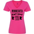 thumbnail image 3 of Inktastic Minnesota Awesome Since 1858 Women's V-Neck T-Shirt, 3 of 5