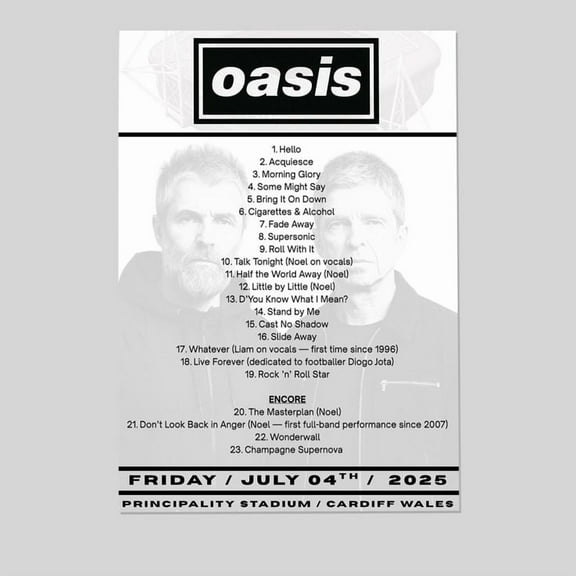 Music Poster- Oasis Comeback Tour 2025 Poster - Vintage Style - Size 24x36 - Postora