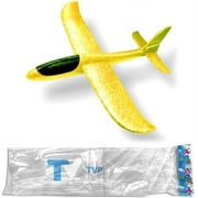19" Manual Throwing Airplane, Fun, challenging, Outdoor Sports Toy, Model Foam Airplane, Excellent Gift for 3+ Year Childrens, Good for Remove Bad Habit of Mobile [4 Yellow Plane]
