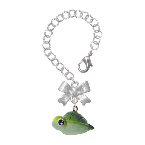 Delight Jewelry Resin Sea Turtle - Silvertone Bow Charm Accessory for Tumblers and Thermal Cups