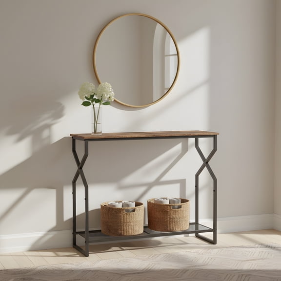 Entryway Console Table with 2-Tier Storage - Industrial Design
